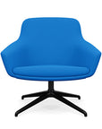 Front view of the Gobi Mid-Back Modern Lounge Chair with Black Metal Legs in Blue Fabric. Kansas City Office Furniture