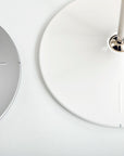 Closeup view of the base on a humanscale horizon 2.0 task light. Showing in White & Gray. Kansas City Office Furniture.