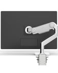 Humanscale M10 single monitor arm back view on desk. Kansas City Office Design.