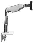 Humanscale M10 single monitor arm polished aluminum finish. Side view. Kansas City Office Furniture.