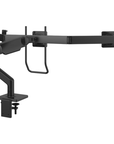 Humanscale M10 triple monitor arm with crossbar back view. Black. Kansas City Office Furniture.