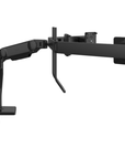 Humanscale M10 triple monitor arm with crossbar side view. Black. Kansas City Office Furniture.