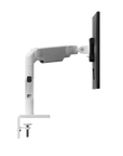 Humanscale M8 Pro Monitor Arm – Heavy-Duty Single & Dual Monitor Desk Mount (Up to 50 lbs), Single Monitor Arm, White, side view. Kansas City Office Design.