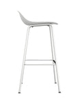 Side profile of Allermuir Kin Low-Back Barstool with Steel Frame in white, Kansas City Office Furniture