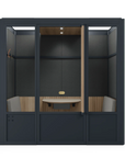 Meeting Room Phone Booth – Black Soundproof Office Pod with Glass Door and Seating. Kansas City Office Furniture