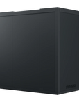 Back of Meeting Room Phone Booth – Black Soundproof Office Pod with Glass Door and Seating. Kansas City Office Furniture