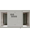Top view of the Meeting Room Phone Booth, showing the ventilation system. White Soundproof Office Pod with Glass Door and Seating. Kansas City Office Furniture