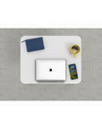 AIS Sit-to-Stand Mobile Desk with casters. Height adjustable standing desk. Birds-eye view. Kansas City office furniture.