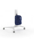 AIS Sit-to-Stand Mobile Desk with casters. Height adjustable standing desk. Bag hook detail. Kansas City office furniture.