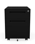 Front view of a Two-Drawer Mobile Black Pedestal - Kansas City Office Furniture