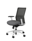 SitOnIt Novo Desk Chair in Black Mesh with grey Fabric Seat and white frame – Adjustable Ergonomic Chair by Kansas City Office Design