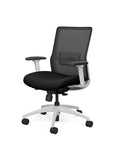 SitOnIt Novo Desk Chair in Black Mesh with Black Fabric Seat and white frame – Adjustable Ergonomic Chair by Kansas City Office Design