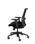 Side view of the SitOnIt Novo Desk Chair in Black Mesh with black Fabric Seat and black frame – Adjustable Ergonomic Chair by Kansas City Office Design