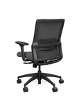 Side Back view of SitOnIt Novo Chair. Breathable Mesh in Black with Black Frame. Adjustable Ergonomic Chair by Kansas City Office Design