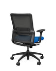 Back view of the SitOnIt Novo Desk Chair in Black Mesh with Blue Fabric Seat and black frame – Adjustable Ergonomic Chair by Kansas City Office Design