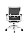 Back view of the SitOnIt Novo Desk Chair in Black Mesh with grey Fabric Seat and white frame – Adjustable Ergonomic Chair by Kansas City Office Design