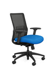 Side view of the SitOnIt Novo Desk Chair in Black Mesh with Blue Fabric Seat and black frame – Adjustable Ergonomic Chair by Kansas City Office Design