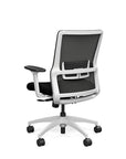 Back view of the SitOnIt Novo Desk Chair in Black Mesh with Black Fabric Seat and white frame – Adjustable Ergonomic Chair by Kansas City Office Design