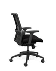 Side view of the SitOnIt Novo Desk Chair in Black Mesh with black Fabric Seat and black frame – Adjustable Ergonomic Chair by Kansas City Office Design