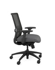 Side View of SitOnIt Novo Chair. Breathable Mesh in Black with Black Frame. Adjustable Ergonomic Chair by Kansas City Office Design