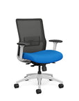 SitOnIt Novo Desk Chair in Black Mesh with Blue Fabric Seat and white frame – Adjustable Ergonomic Chair by Kansas City Office Design