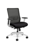 SitOnIt Novo Desk Chair in Black Mesh with Black Fabric Seat and white frame – Adjustable Ergonomic Chair by Kansas City Office Design