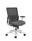 SitOnIt Novo Desk Chair in Black Mesh with grey Fabric Seat and white frame – Adjustable Ergonomic Chair by Kansas City Office Design