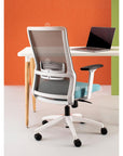 SitOnIt Novo Desk Chair in Grey Mesh with White Frame – Adjustable Ergonomic Chair by Kansas City Office Design