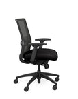 Side view of the SitOnIt Novo Desk Chair in Black Mesh with black Fabric Seat and black frame – Adjustable Ergonomic Chair by Kansas City Office Design
