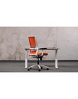 SitOnIt Novo Desk Chair in Orange Mesh with White Frame. Adjustable Ergonomic Chair by Kansas City Office Design