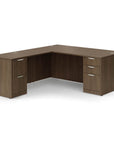 L-Shaped Double Pedestal Office Desk 36"x72" with 24"x48" Return - Kansas City Office Furniture