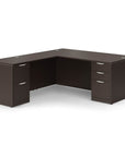 L-Shaped Double Pedestal Office Desk 36"x72" with 24"x48" Return - Kansas City Office Furniture