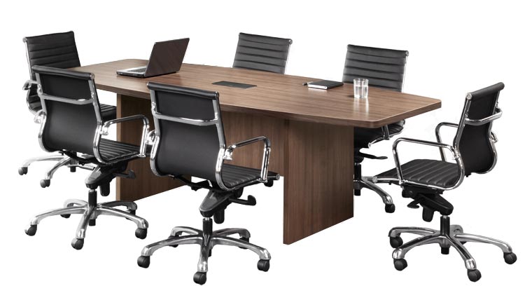 Boat Shaped Conference Table with Slab Base - Kansas City Office Furniture