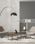 Friant Roke Coffee Table with raised edge and metal frame in modern lounge. Kansas City office furniture