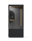 Black Room Phone Booth, soundproof privacy pod with built-in desk. Kansas City Office Furniture