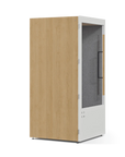 Side view of a White Room Phone Booth, a soundproof privacy pod with a built-in desk. Kansas City Office Furniture