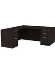 Storlie Classic L Shaped Double Pedestal Office Desk in Espresso. 36x72 Work Surface with 24x48 Return. L Desk. Box Box File and File File Storage. BBF and FF drawers. Kansas City Office Furniture.