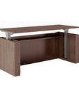 Executive Laminate 30"x72" Height Adjustable Desk in Walnut Laminate with Silver base - Kansas City Office Furniture