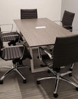 Vogue Conference Chair Mid-Back in Black PU around 6ft conference table - Kansas City Office Furniture