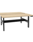 Height Adjustable Benching Workstation in black frame and maple tops - Kansas City Office Furniture