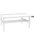 Height Adjustable Benching Workstation in white frame and white tops - Kansas City Office Furniture