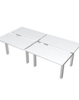 Height Adjustable 4-Pod Benching Workstation in white frame and white top - Kansas City Office Furniture