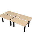 Height Adjustable 4-Pod Benching Workstation in black base and maple tops - Kansas City Office Furniture