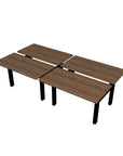 Height Adjustable 4-Pod Benching Workstation in black frame and walnut tops - Kansas City Office Furniture