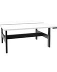 Height Adjustable 4-Pod Benching Workstation in black frame and white tops - Kansas City Office Furniture