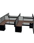 Side view of the 4 Person DFT 6ft x 6ft Cubicle Desk - 50"H - Kansas City Office Furniture