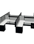 Side view of the 4 Person DFT 6ft x 6ft Cubicle Desk - 50"H - Kansas City Office Furniture