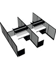Top Down view of the 4 Person DFT 6ft x 6ft Cubicle Desk - 50"H - Kansas City Office Furniture