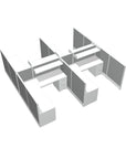 Top Down view of the 4 Person DFT 6ft x 6ft Cubicle Desk - 50"H - Kansas City Office Furniture