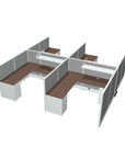 Angled view of the 4 Person DFT 6ft x 6ft Cubicle Desk - 50"H - Kansas City Office Furniture